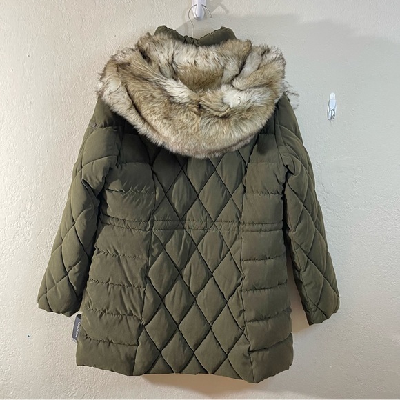 NWT Nautica Quilted Puffer Faux Fur Trim Hood Coat Jacket Women XL Outdoor Ski - Picture 2 of 11